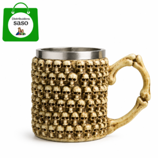 💀 Vaso Mug Metálico con Diseño de Calavera ✨ Taza Gothic Resistente y Original | Ideal para Café, Bebidas y Coleccionistas 🖤☕