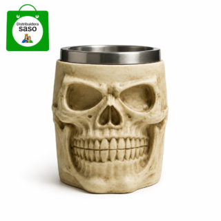 💀 Vaso Mug Metálico con Diseño de Calavera ✨ Taza Gothic Resistente y Original | Ideal para Café, Bebidas y Coleccionistas 🖤☕