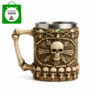 💀 Vaso Mug Metálico con Diseño de Calavera ✨ Taza Gothic Resistente y Original | Ideal para Café, Bebidas y Coleccionistas 🖤☕