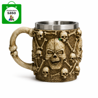 💀 Vaso Mug Metálico con Diseño de Calavera ✨ Taza Gothic Resistente y Original | Ideal para Café, Bebidas y Coleccionistas 🖤☕