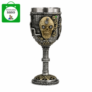 💀 Copa de Vino Metálica Calavera Futurista ✨ Cáliz Gothic Sci-Fi Elegante y Resistente | Original e Ideal para Coleccionistas y Regalo 🖤🚀🍷