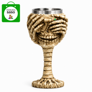 💀 Copa de Vino Metálica con Diseño de Calavera ✨ Cáliz Gothic Elegante y Resistente | Original e Ideal para Coleccionistas y Regalo 🖤🍷
