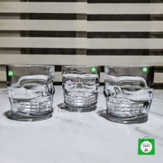 juego x 6 vasos whiskeros de cristal color transparente de calavera