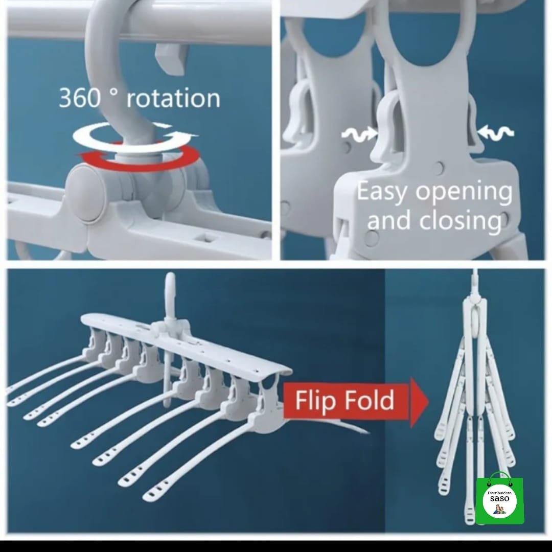 🪝 Gancho Plegable 8 en 1 ✨ Organizador de Ropa Multiusos Compacto y Resistente | Ahorra Espacio en Closet y Viajes 👗✅