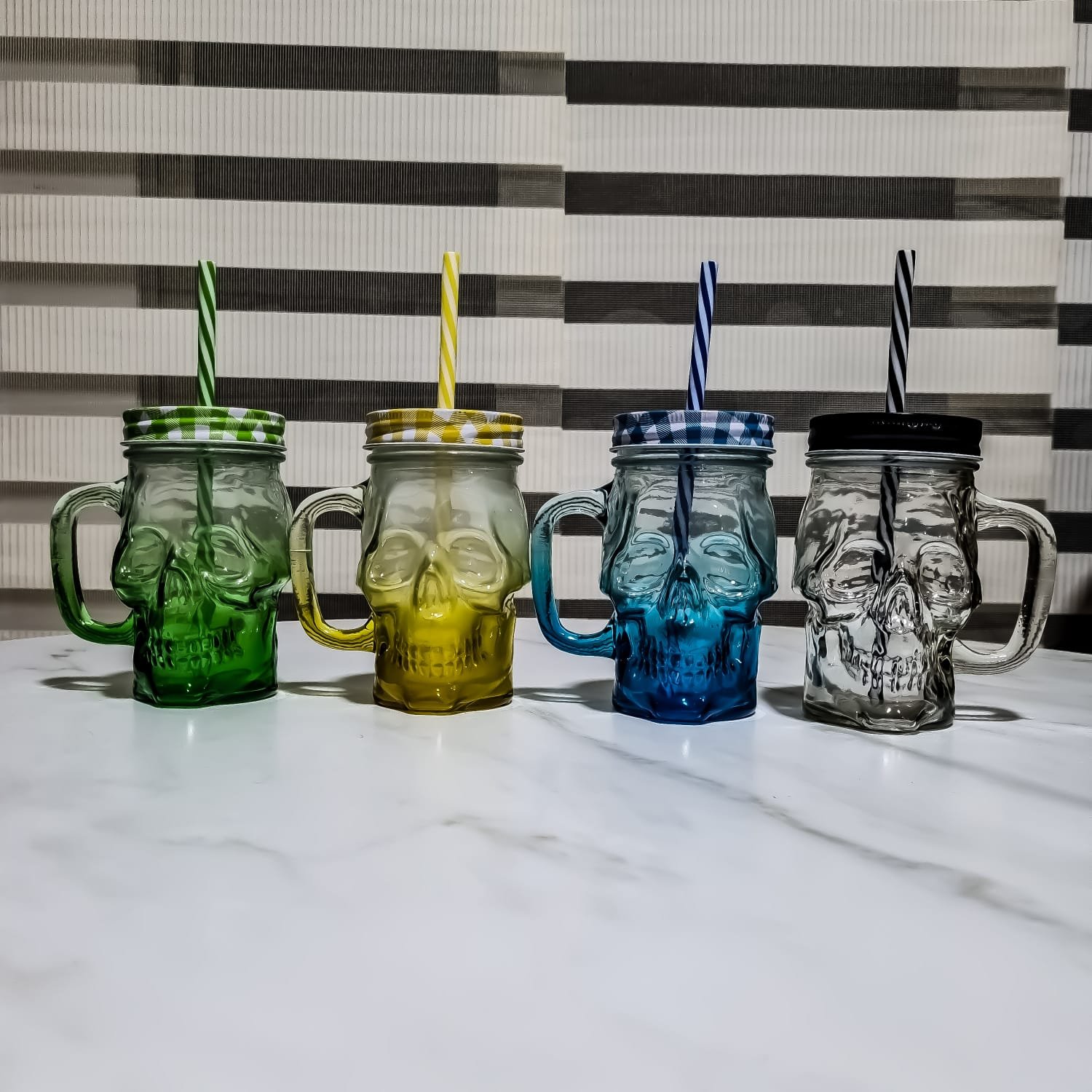 juego x 4 vasos pitillo de calavera