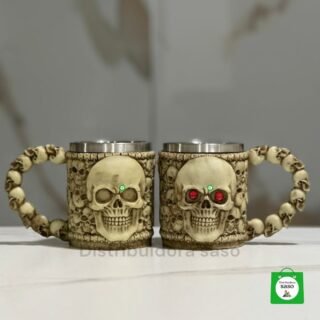 combo de 2 vasos metalicos de cerveza de calavera