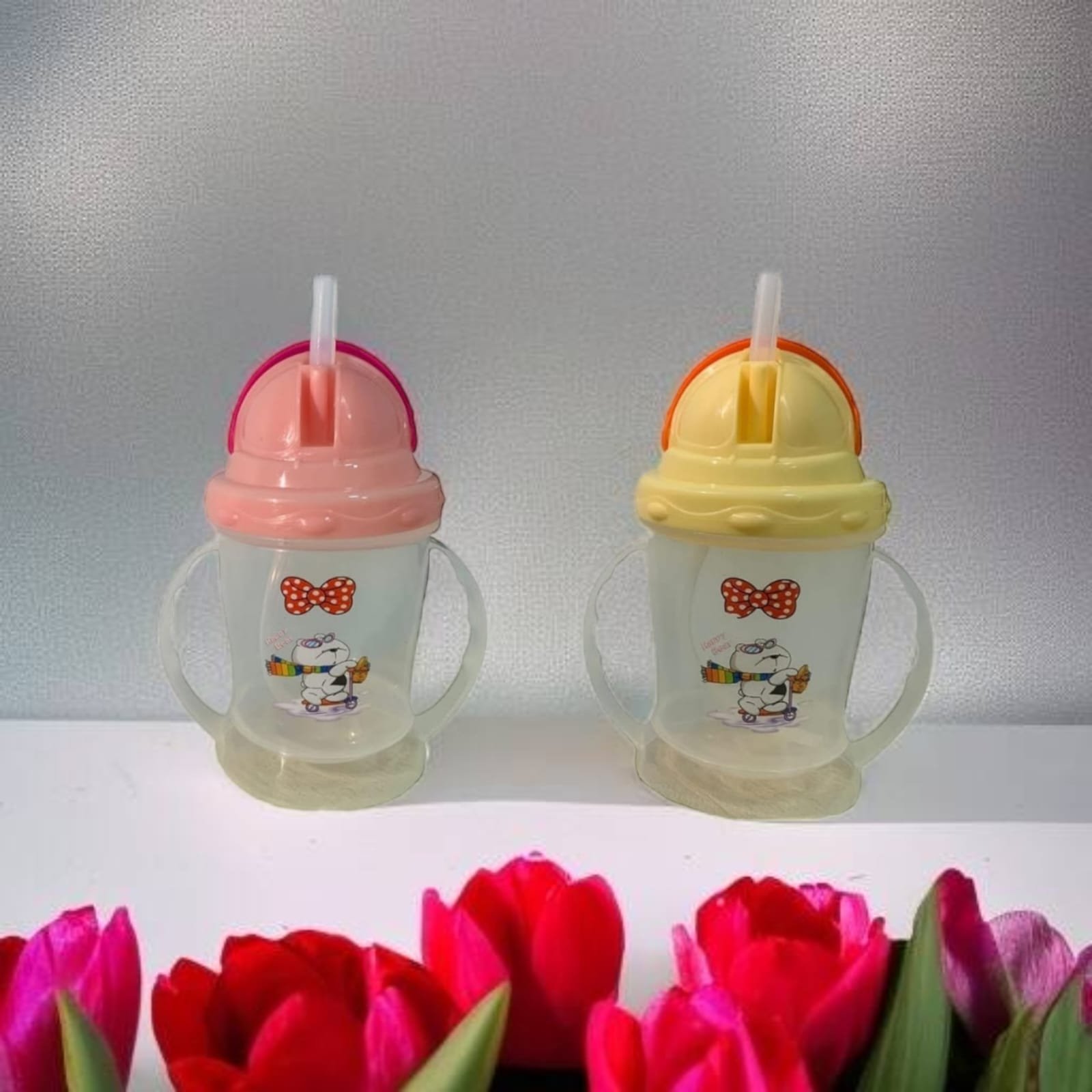 vaso pitillo estilo tetero para bebes