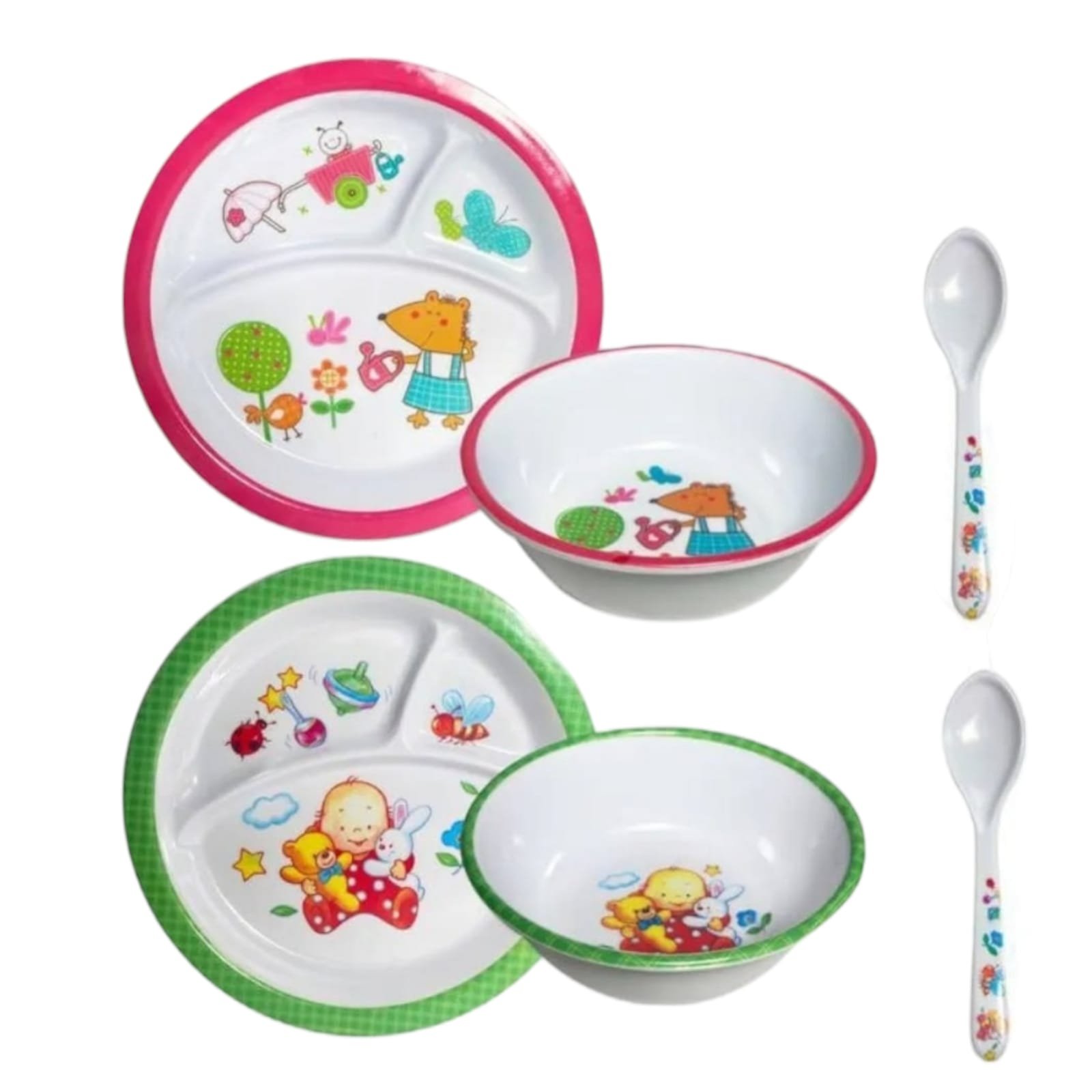 🍽️ Vajilla Plástica para Niños x2 Platos ✨ Set Infantil Resistente y Colorido | Seguro, Liviano y Fácil de Limpiar 🌈👶