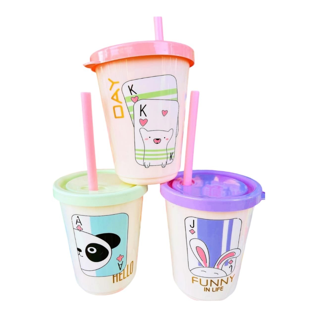 🥤 Juego x3 Vasos Pitillos Infantiles ✨ Set de Vasos con Pitillo para Niños | Resistentes, Coloridos y Fáciles de Usar 🌈🐣