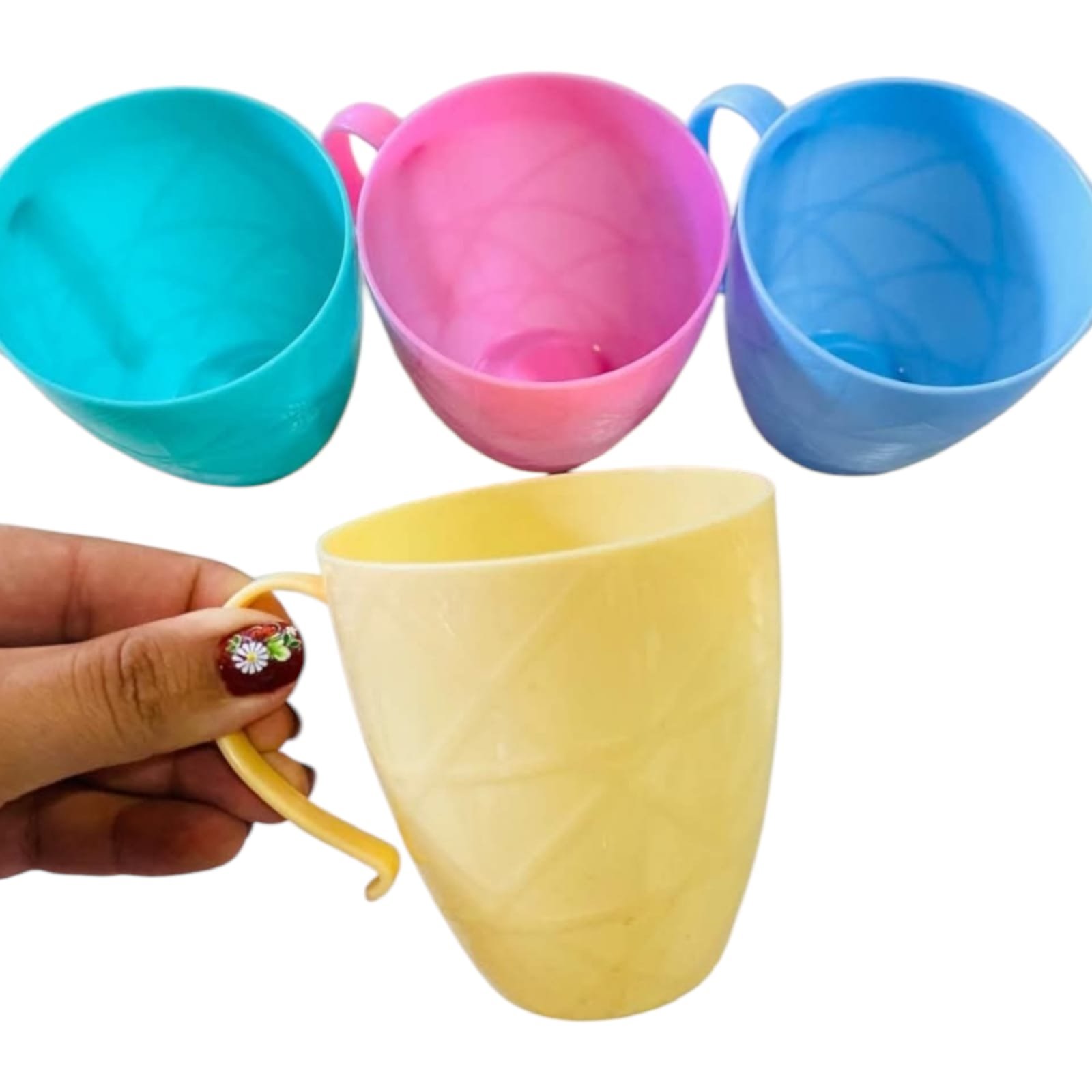 ☕ Juego x4 Pocillos Plásticos Color Pastel ✨ Set de Tazas Aesthetic Resistentes y Reutilizables | Ideales para Café, Hogar y Regalo 🌸✅