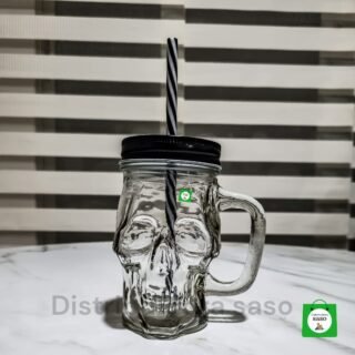 vaso pitillo de cristal con estilo de calavera color transparente