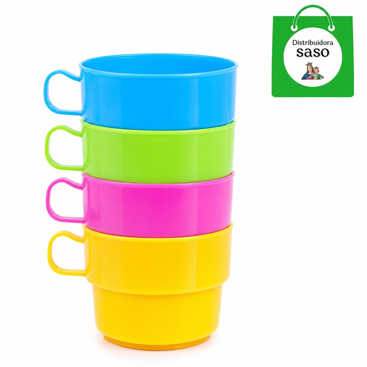 ☕ Juego x4 Pocillos Plásticos ✨ Set de Tazas Resistentes y Reutilizables | Ideales para Café, Hogar y Uso Diario 🍵✅