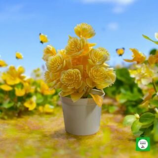 planta plastica artificial con diseño de flor amarilla