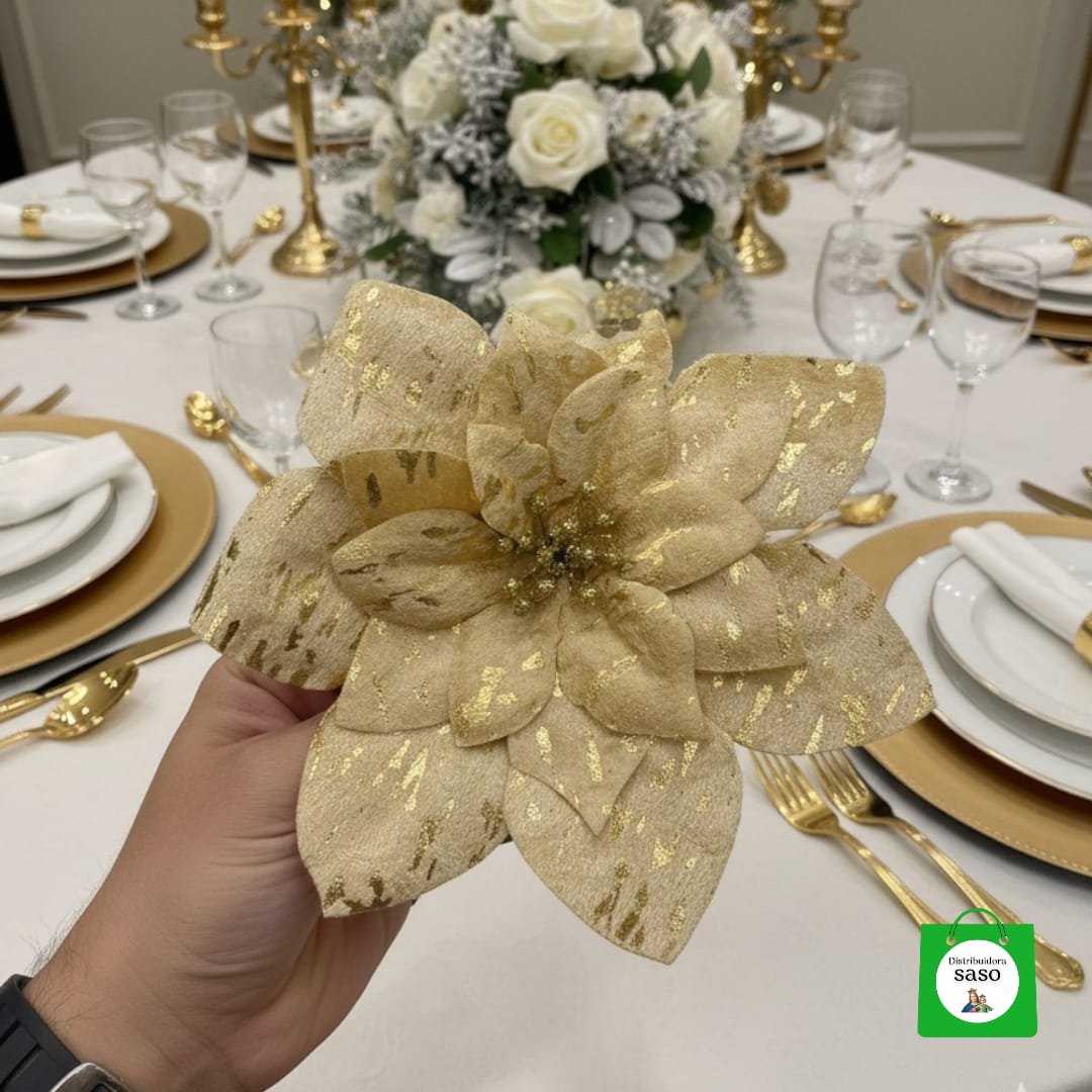flor de navidad dorada