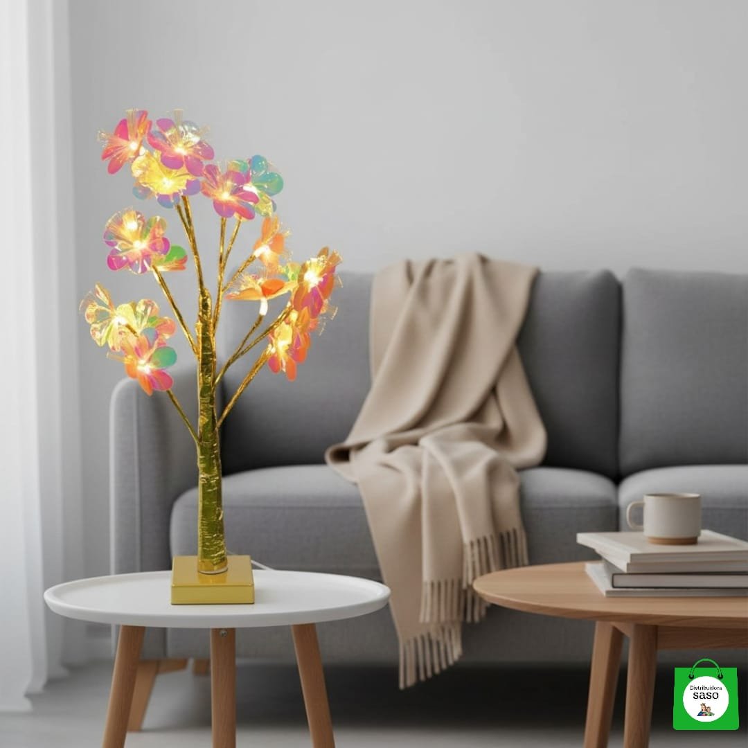 árbol de flores con luz