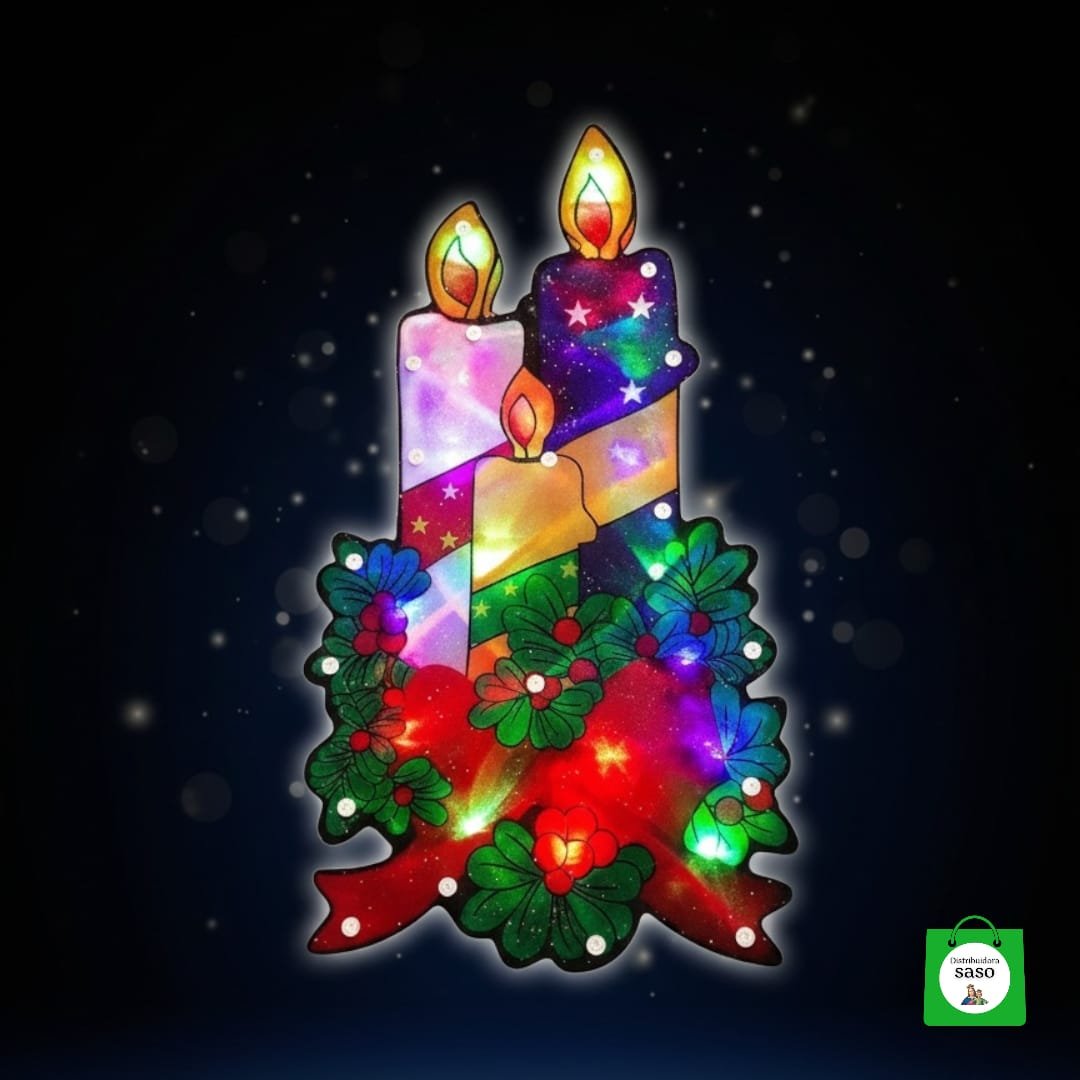 aplique de navidad vela con luz