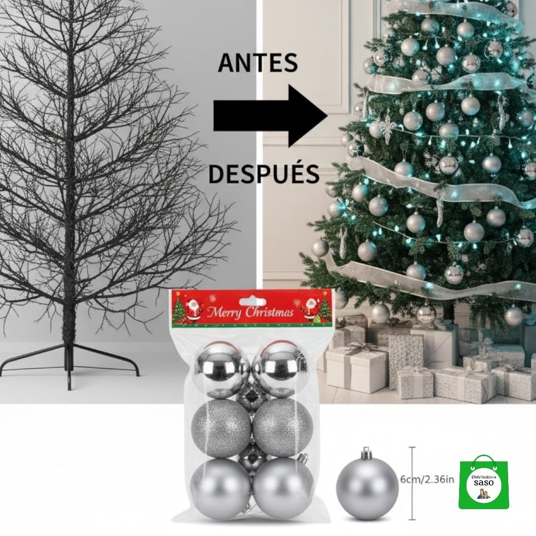 bola de navidad plateada 6cm