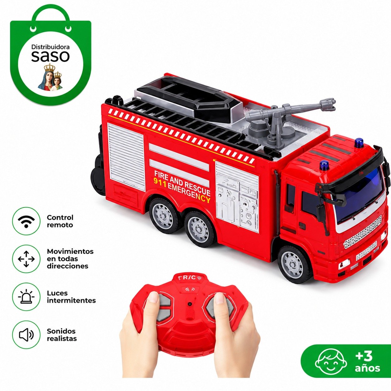 🚒 Camión de Bomberos a Control Remoto ✨ Juguete RC con Luces y Sonido | Diversión Garantizada para Niños 🎮🔥