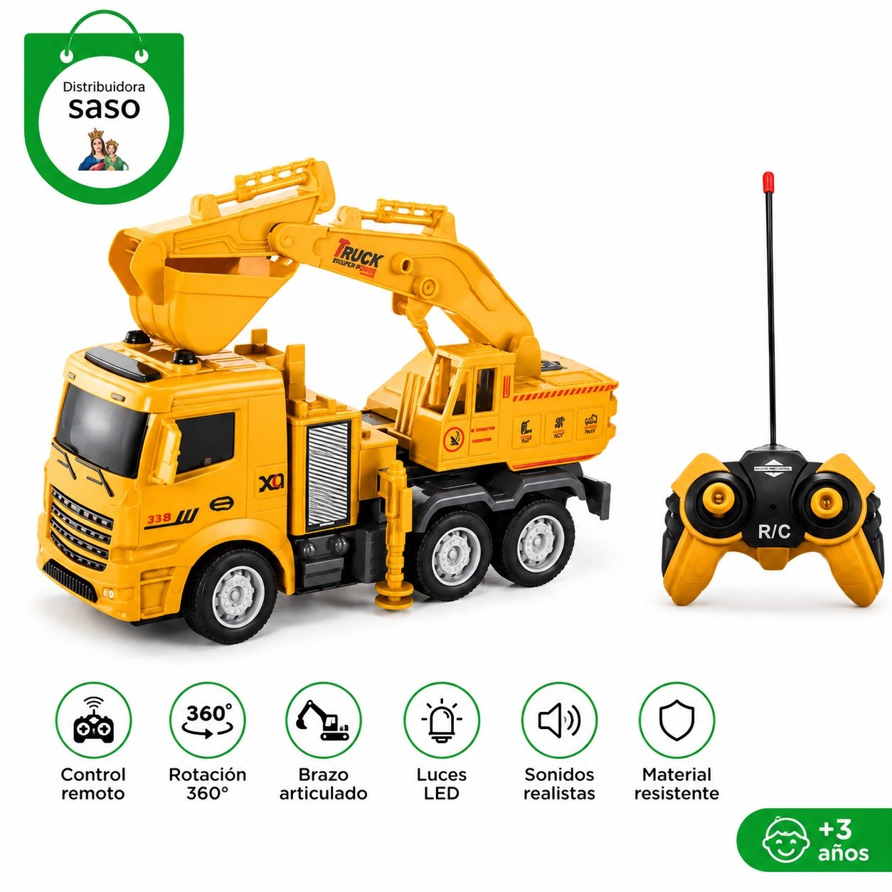 🚜 Camión Retroexcavadora a Control Remoto ✨ Juguete RC Construction | Brazo Móvil y Diversión Garantizada 👷🎮