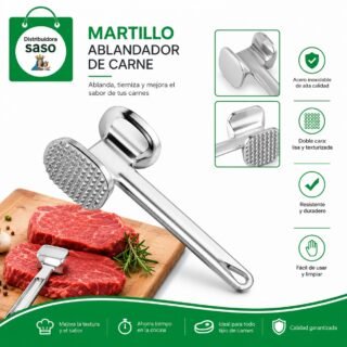 🥩 Ablandador de Carne en Aluminio ✨ Mazo Profesional de Cocina | Resistente y Fácil de Limpiar 👨‍🍳✅