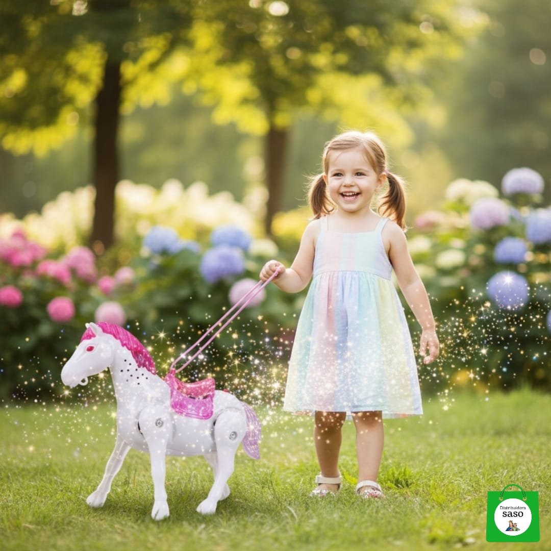 🌸✨ Pony Mágico de Juguete – Con Luz, Sonido y Movimiento ¡Horas de Ternura Garantizadas!