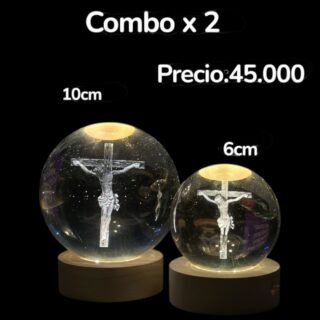dúo de esfera de luz de Jesús crucificado de 6cm y 10cm