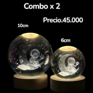 duo de esfera de luz del astronauta sentado en la luna de 6cm y 10cm