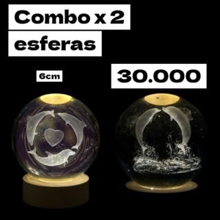 dúo de esferas con motivo de delfín de 6cm