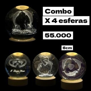 combo de 4 esferas con motivo de delfines de 6cm