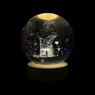 esfera de luz de principito sentado en la luna de 10cm