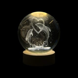 esfera de luz de delfines atravez del corazon 10cm