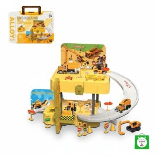 🚗 Set Maleta Pista Estacionamiento con Maquinaria – Carros & Camiones | Juguete Completo para Niños & Familia | Regalo Ideal