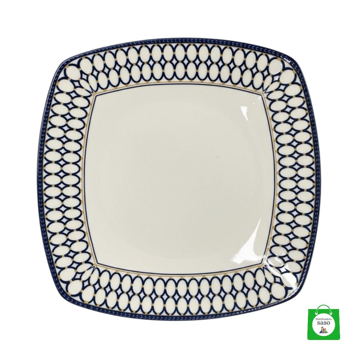 🍽️ Plato Plano de Cerámica 18cm — Diseño Geométrico Moderno para el Hogar ✨