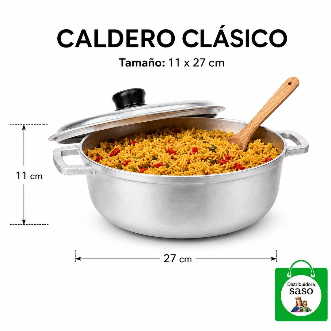 🍲🔥 Caldero Aluminio #8 con Tapa y Asas — El Clásico Infaltable Compatible con toda Estufa