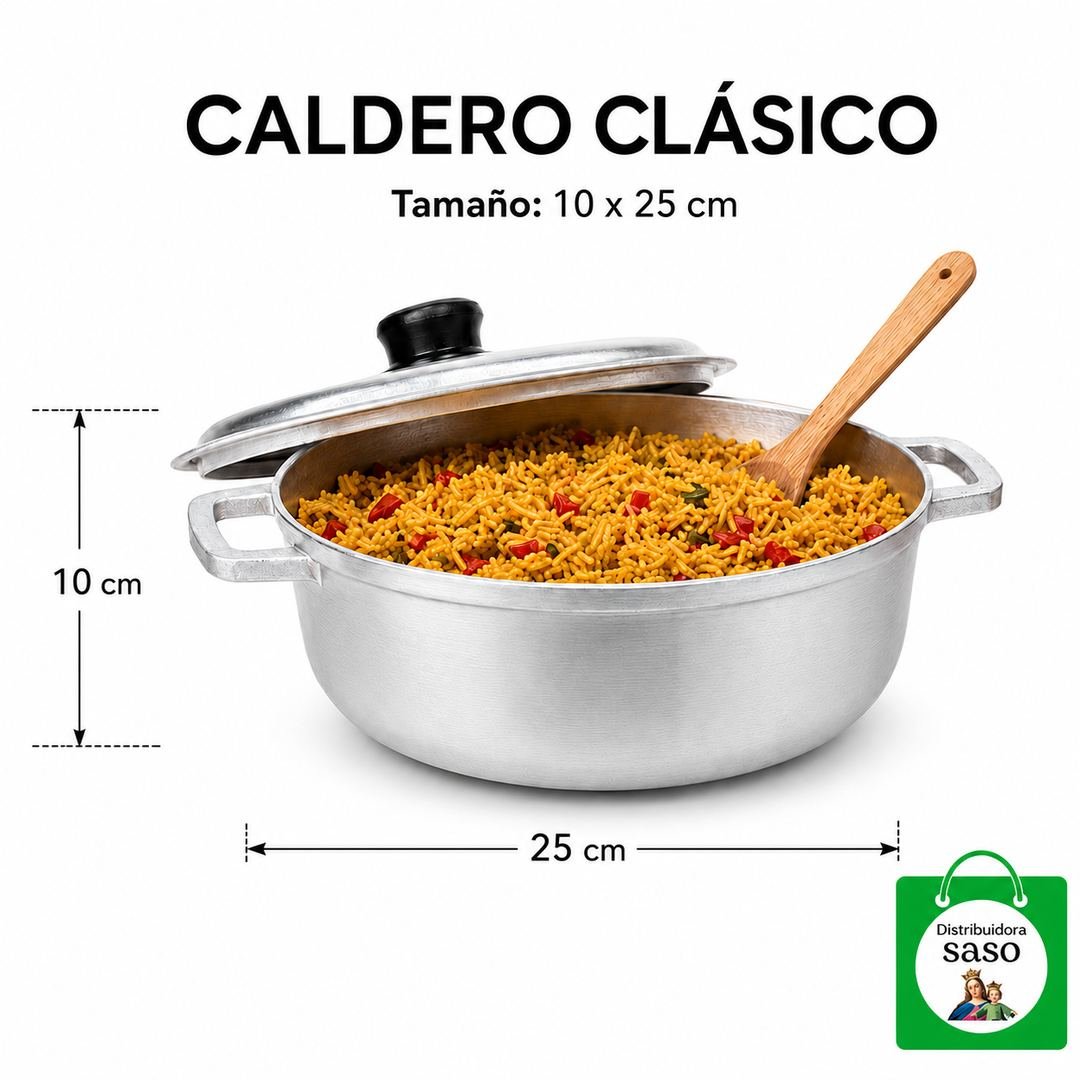 🍲🔥 Caldero Aluminio #6 con Tapa y Asas — El Clásico Infaltable Compatible con toda Estufa