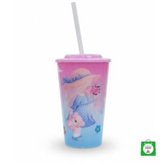 🎀 Vaso con Pitillo Diseño Niña — Lindo, Colorido y Perfecto para Hidratarse con Estilo
