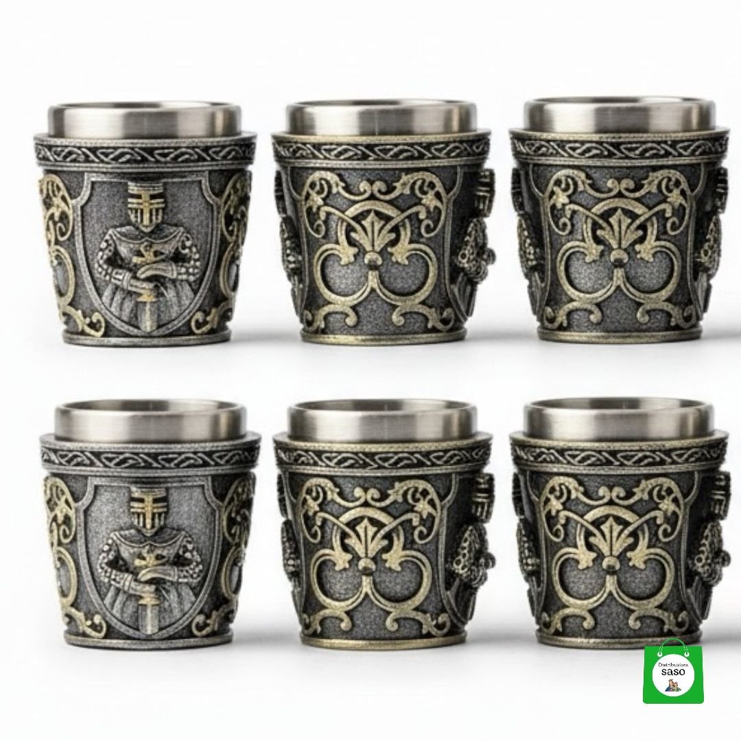 🏰 Set x6 Copas Caballero Medieval — Kit Completo para Reuniones con Mucho Carácter e Historia