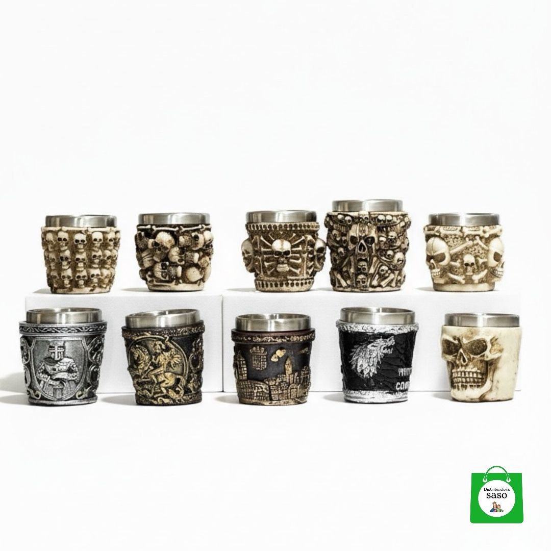 💀 Set x10 Copas Metálicas Calavera + Winter Is Coming — La Colección Épica para Fiestas Legendarias