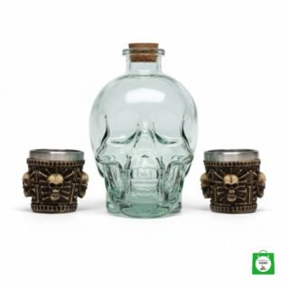 💀 Licorera Calavera Transparente 750ml + 2 Copas Calavera — Set Minimalista con Mucho Carácter y Actitud