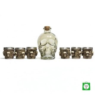 💀 Licorera Calavera Dorada 750ml + 6 Copas Calavera — Un Set que Impresiona desde el Primer Brindis