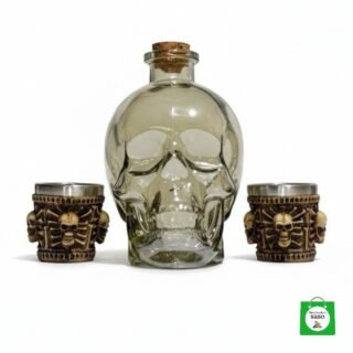 💀 Licorera Calavera Dorada 750ml + 2 Copas Calavera — El Regalo Perfecto para los Amantes del Estilo Gótico