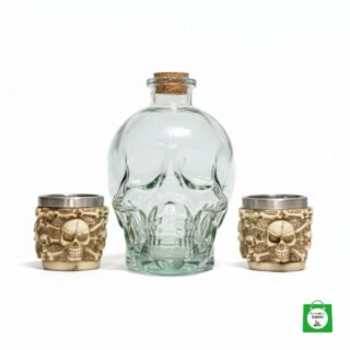 💀 Licorera Calavera Transparente 750ml + 2 Copas Calavera — Duo Exclusivo para Momentos Únicos e Intensos