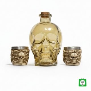 💀 Licorera Calavera Dorada 750ml + 2 Copas Calavera — Brillo y Distinción en Cada Brindis Especial