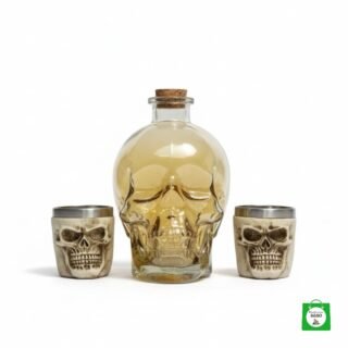 💀 Licorera Calavera Dorada 750ml + 2 Copas Calavera — Puro Lujo Gótico para Brindar a lo Grande