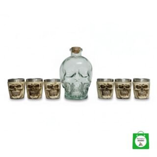 💀 Licorera Calavera Transparente 750ml + 6 Copas Calavera — Brinda en Grande con Este Set Impactante