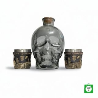 💀 Licorera Calavera Negra 750ml + 2 Copas Caballero — Combo Exclusivo para los que Celebran con Clase