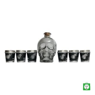 💀 Licorera Calavera Negra + 6 Copas Winter Is Coming — El Set Épico para los Fans de las Grandes Sagas