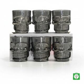 💀 Set x6 Copas Calavera Negras — Elegancia Oscura para Brindar en Ocasiones Especiales y Únicas