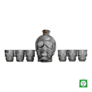 💀 Licorera Calavera 750ml Negra + Copas Negras — Combo Total Black para los Verdaderos Rebeldes