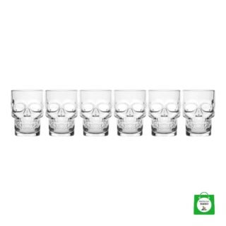 💀 Set x6 Vasos Cerveceros Calavera Transparente 500ml — Gran Capacidad con Diseño que Impacta